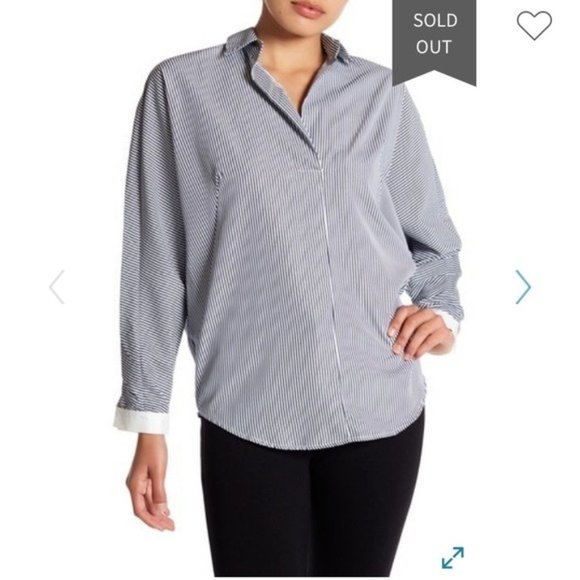 Mellóday Striped Top with Button Back Detail - Picture 1 of 7